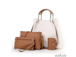 شنط يد حريمي مع شنطه كروس صغيره باللون الكافيه