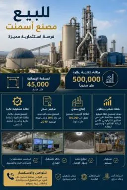 مصنع أسمنت للبيع في مصر – فرصة استثمارية صناعية كبرى